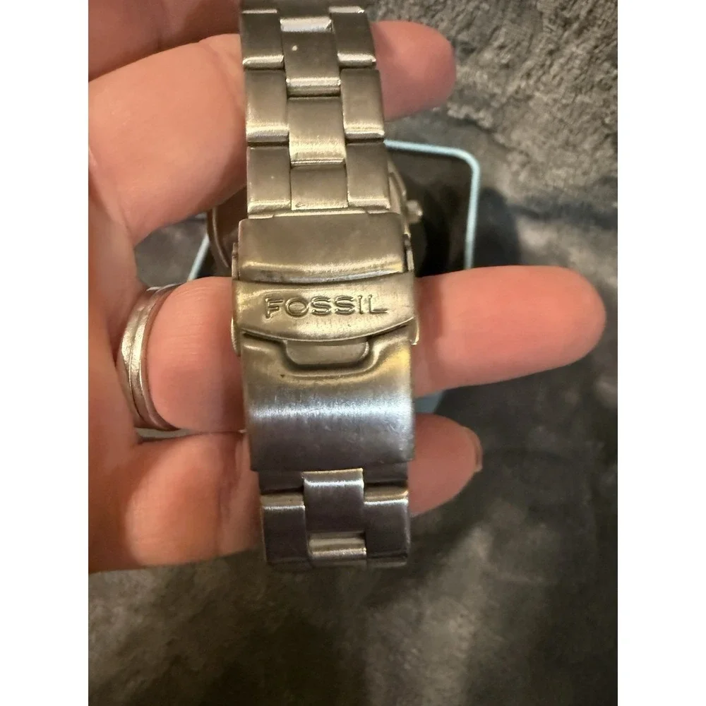 Vtg Fossil Kaleido‎ stainless steel wristwatch With Box Needs Battery